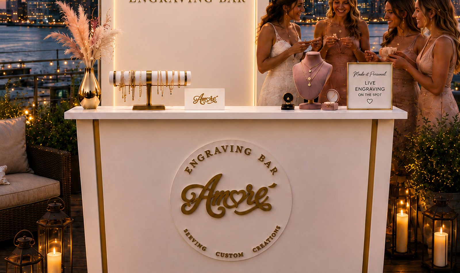 Amoré Engraving Bar luxury event setup